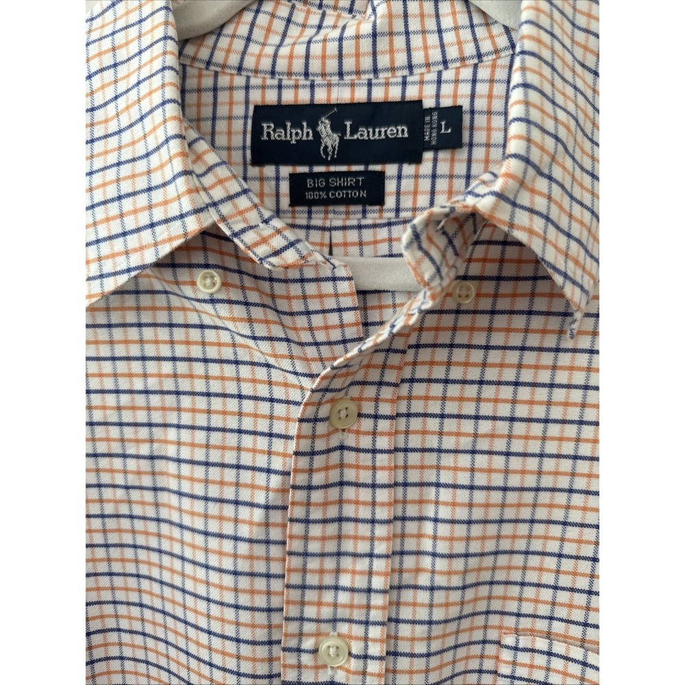 Polo Ralph Lauren Long Sleeve Button Down Pony Big Shirt Check Plaid Men's L - Picture 3 of 3